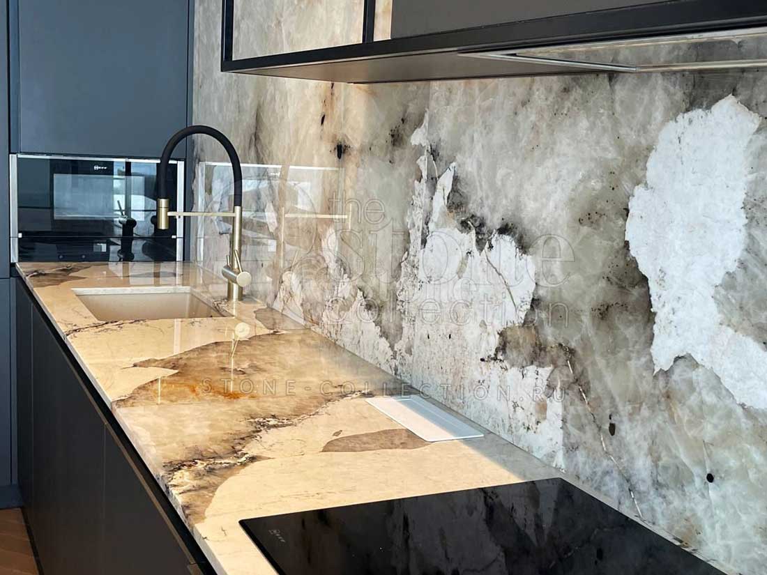 Кварцит Патагония для изготовления столешниц и фартуков в Москве